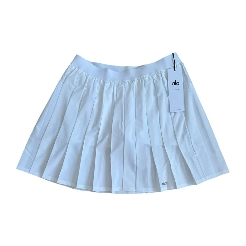 Alo Varsity Pleated Tennis Skirt Pickleball Size L White
